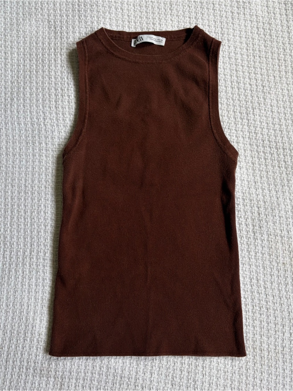 Zara Chocolate Brown Sleeveless Shirt Cotton Tank Top Size Womens Small